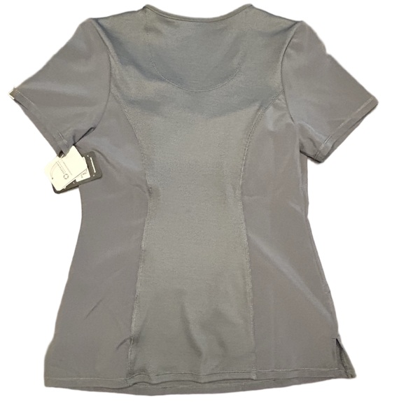 Cherokee infinity gray pewter scrub set round neck S top XS pet. Joggers NWT - Picture 3 of 15